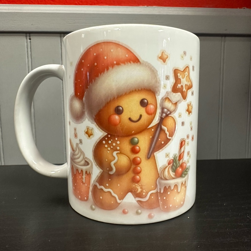 Cricut White and Orange Gingerbread Mug